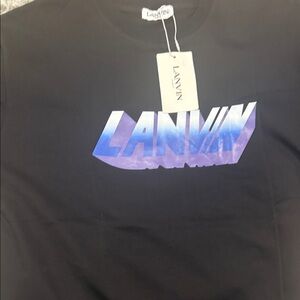 Lanvin Black Tee with Blue to Purple Gradient Logo